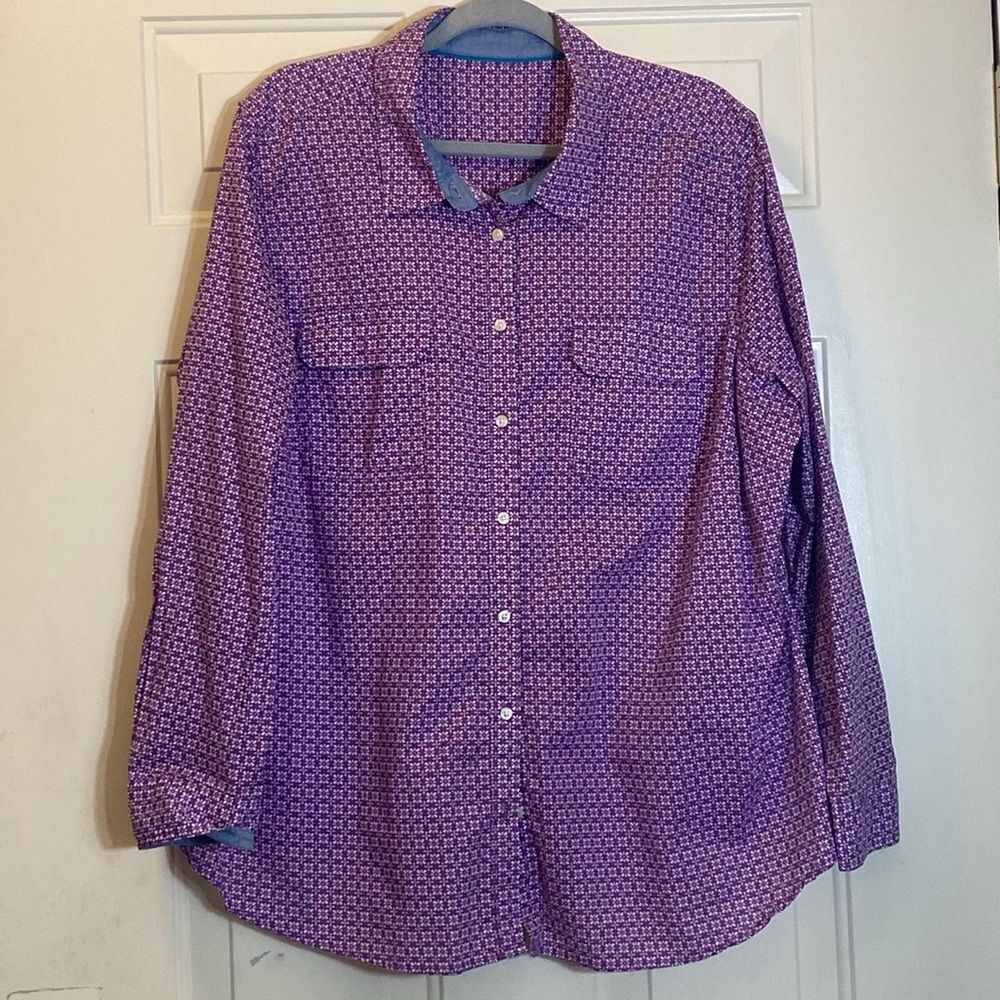 Women’s Purple Floral Cotton Fabric Tops Size Approximately 3X No Tag